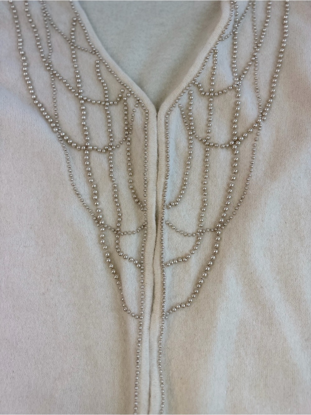 Japanese Angora Wool Pearl Beaded Cardigan OTTO Collection Sz M - Picture 10 of 10